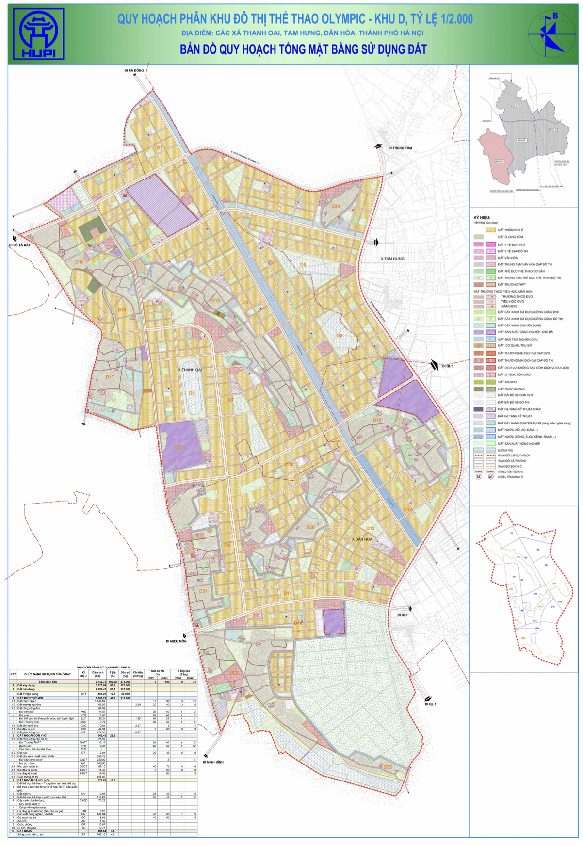 Quy hoạch sử dụng đất phân khu D tỷ lệ 1/2000