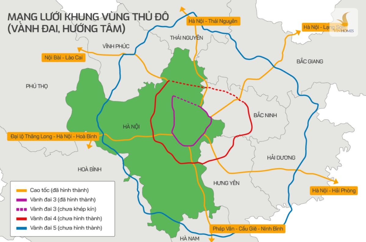Sơ đồ vành đai 4 Hà Nội Sơ đồ vành đai 4 Hà Nội