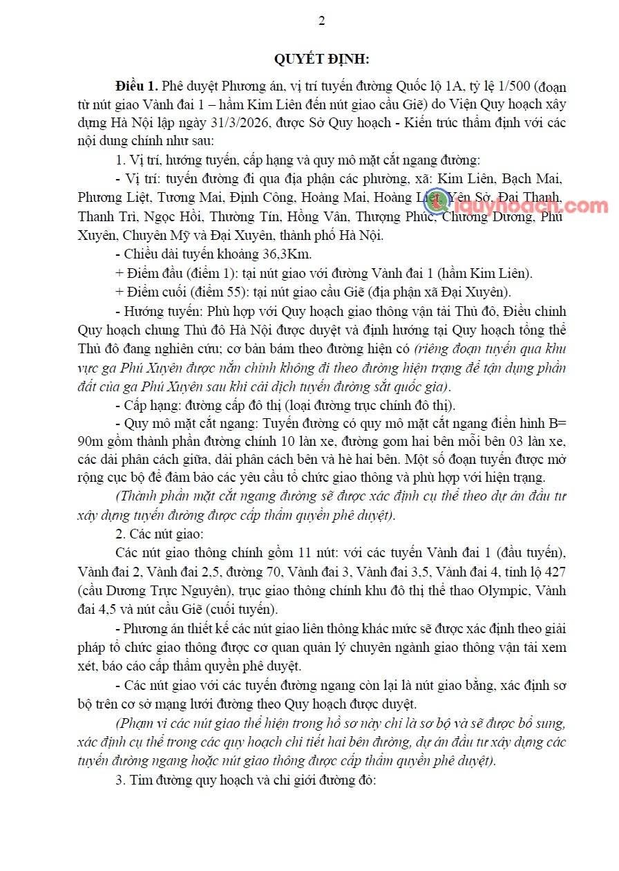Quy hoạch trục Quốc lộ 1A (Giải Phóng – Thường Tín) có gì đáng chú ý? Đòn bẩy lớn cho Vinhomes Olympic